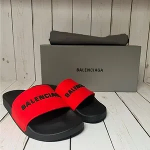 Balenciaga Black Red Pool Slide Sandals Men’s Rubber Logo - NEW - EU 41 | US 8 s-l400.jpg main image 4